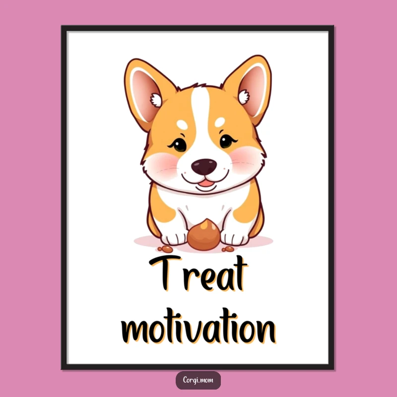 Funny Corgi Treat Poster - Intense Focus Wall Art