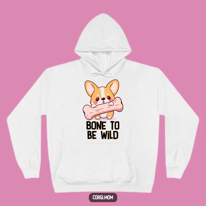 Cozy Funny Kawaii Corgi Hoodie - Giant Bone Design - Perfect Gift