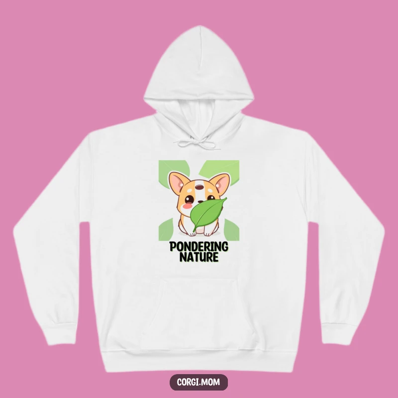 Cozy Funny Kawaii Corgi Leaf Curiosity Hoodie: Warmth Meets Whimsy