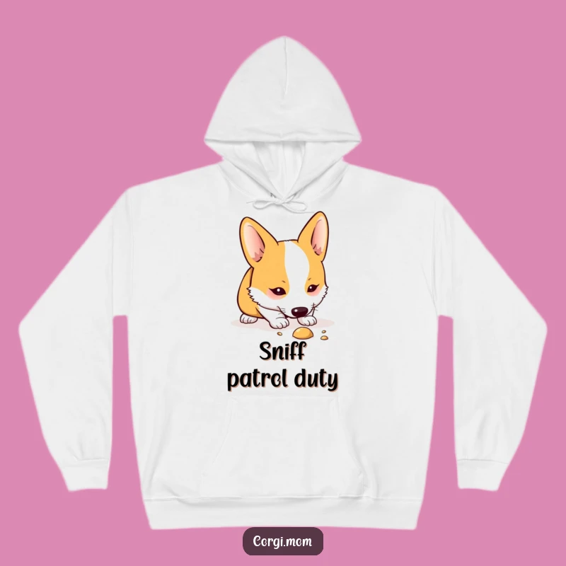 Cozy Funny Kawaii Corgi Sniffing Hoodie: Warmth for the Curious Explorer