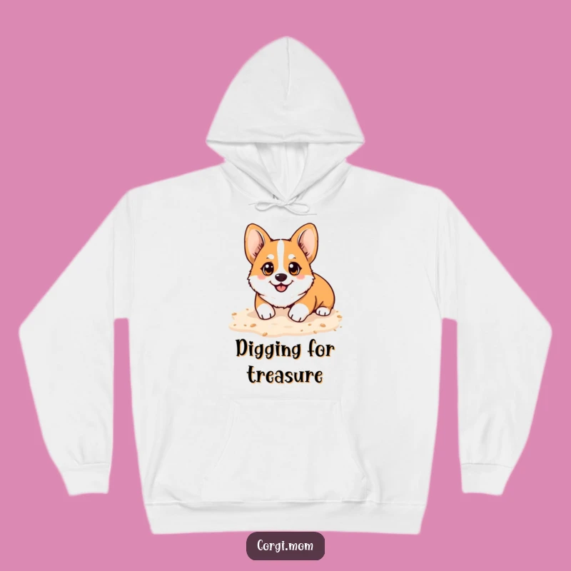 Cozy Funny Kawaii Corgi Beach Hoodie - Happy Sand Digging Gift