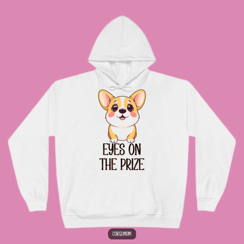 Funny Kawaii Corgi Eager Eyes Hoodie: Cozy Pup Comfort Gift