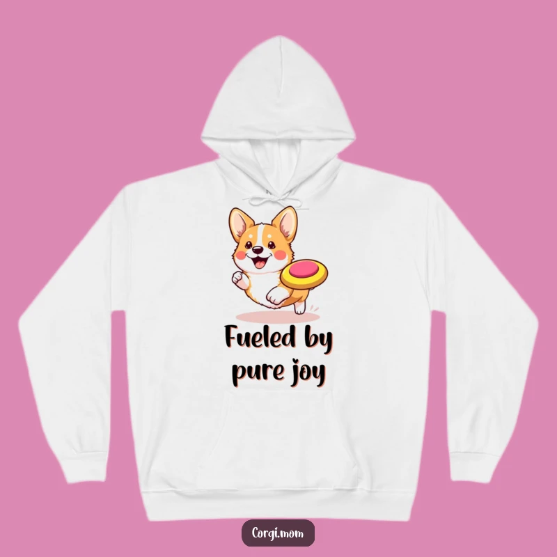 Funny Kawaii Corgi Hoodie: Cozy Frisbee Pup Sweatshirt