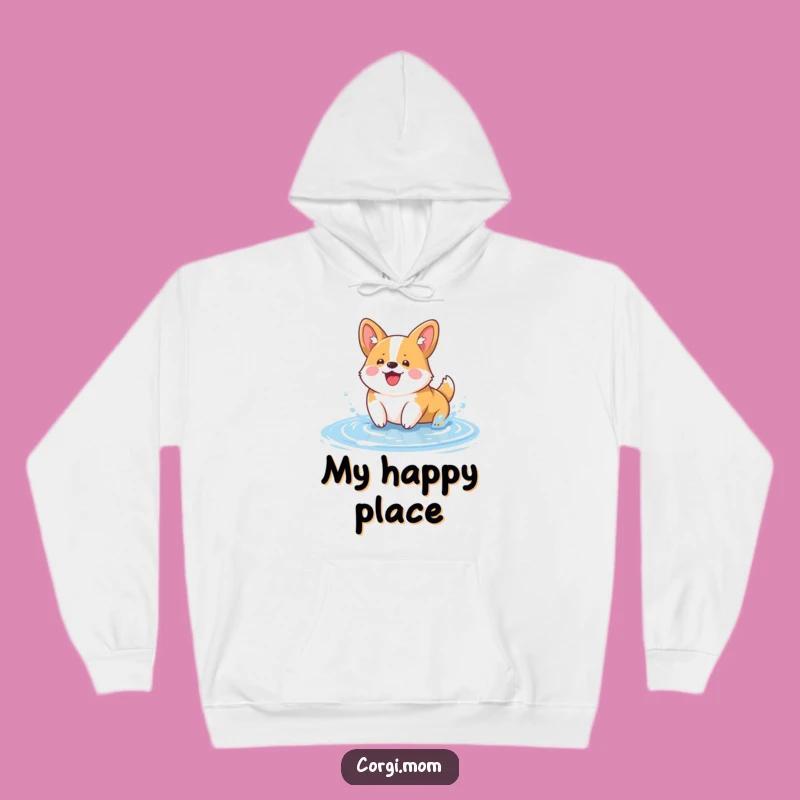 Funny Kawaii Corgi Hoodie: Cozy Puddle Splash Sweatshirt for Dog Fans
