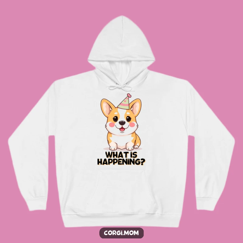 Funny Kawaii Corgi Hoodie: Cozy Surprised Pup Sweatshirt