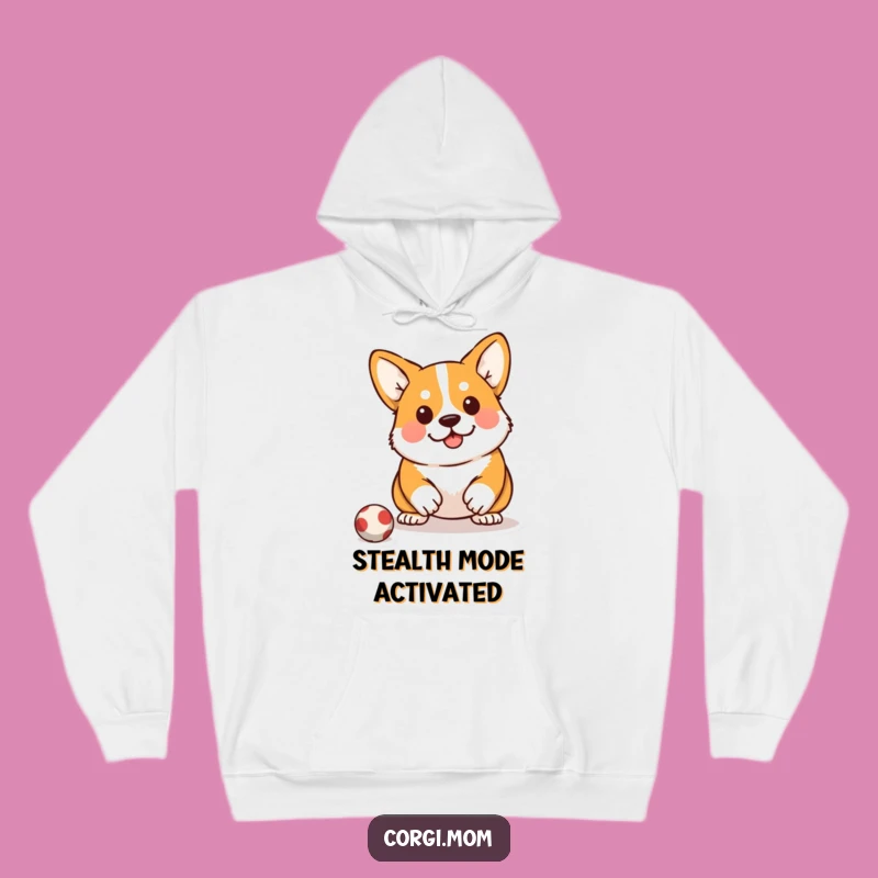 Funny Kawaii Corgi Hoodie: Pouncing Pup Sweatshirt