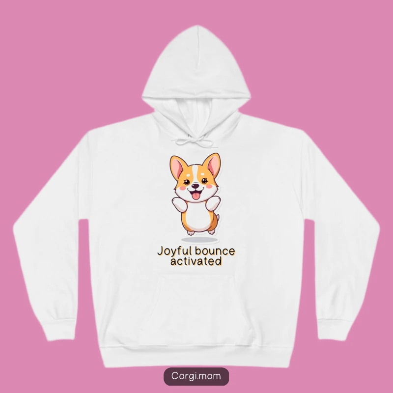 Cozy Funny Kawaii Corgi Hop Hoodie, Warm & Playful