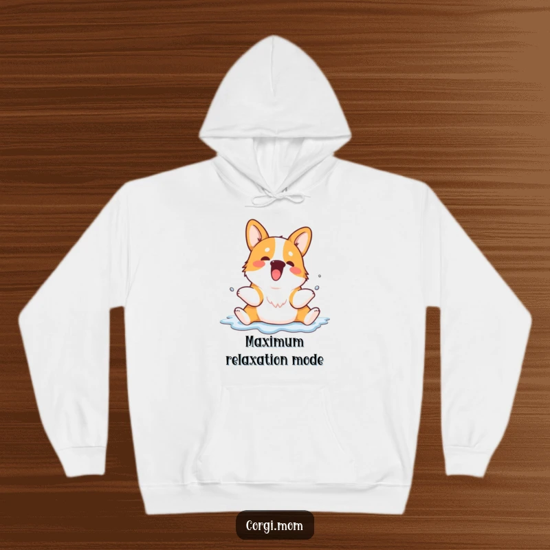 Funny Kawaii Corgi hoodie with an adorably splooting dog, offering ultimate comfort and a heartwarming, humorous design.