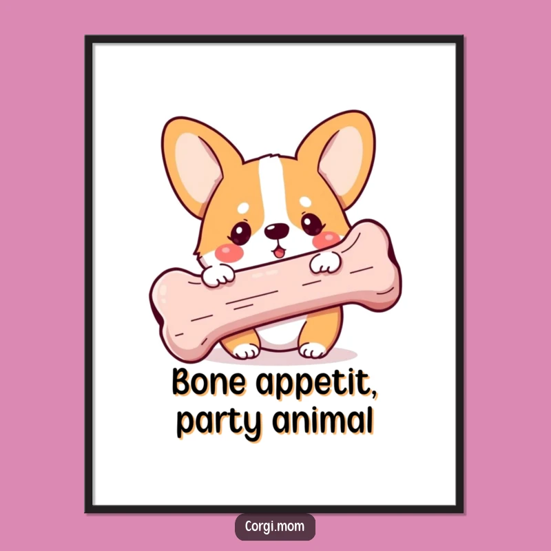 Free Printable Corgi Wall Art: Funny Puppy Bone Humor Downloadable Decor Gift