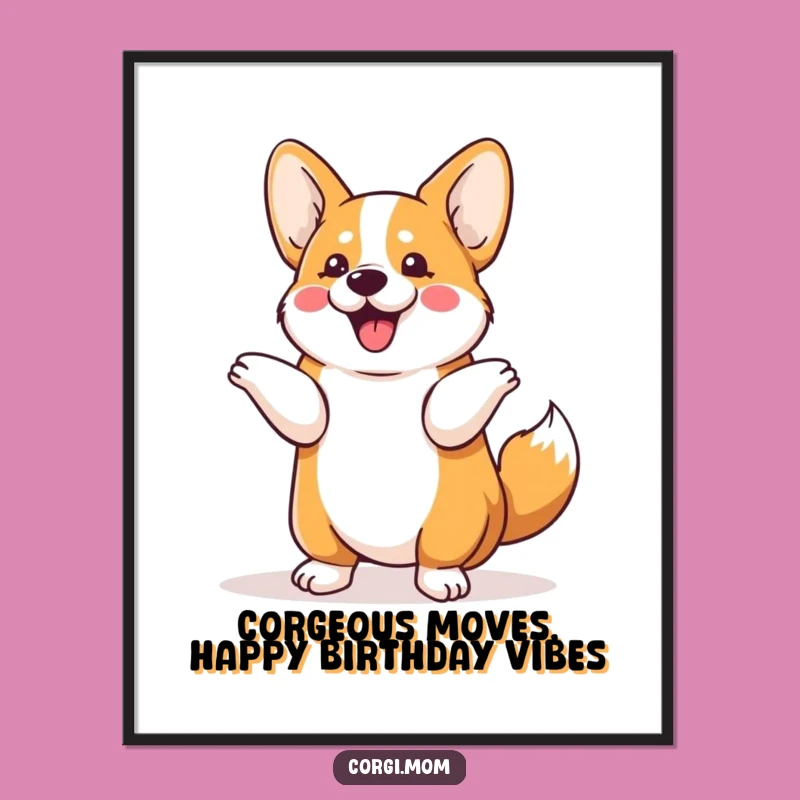 Free Printable Funny Corgi Shimmy Wall Art: Downloadable Quirky Dog Decor Art
