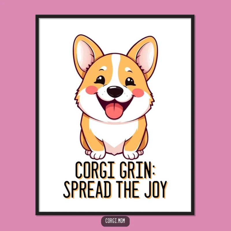 Free Printable Cheerful Corgi Art: Funny Downloadable Grin Decor