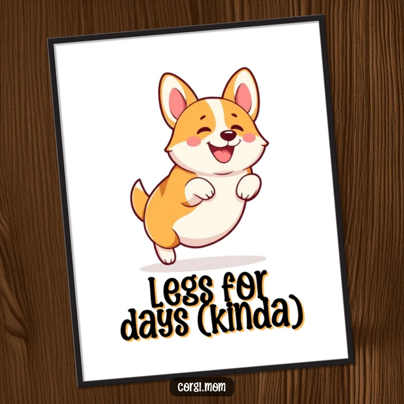 Funny Free Printable Corgi Wall Art: Corgi captured in a hilarious, energetic squatting leap.