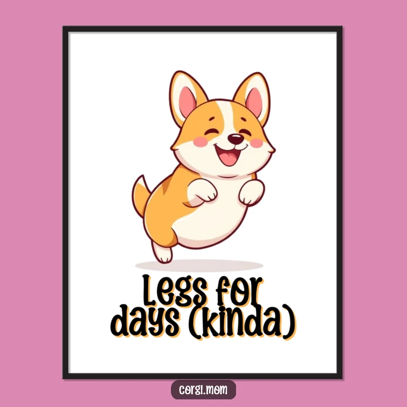 Free Printable Corgi Wall Art: Funny Jumping Puppy Downloadable Decor Gift