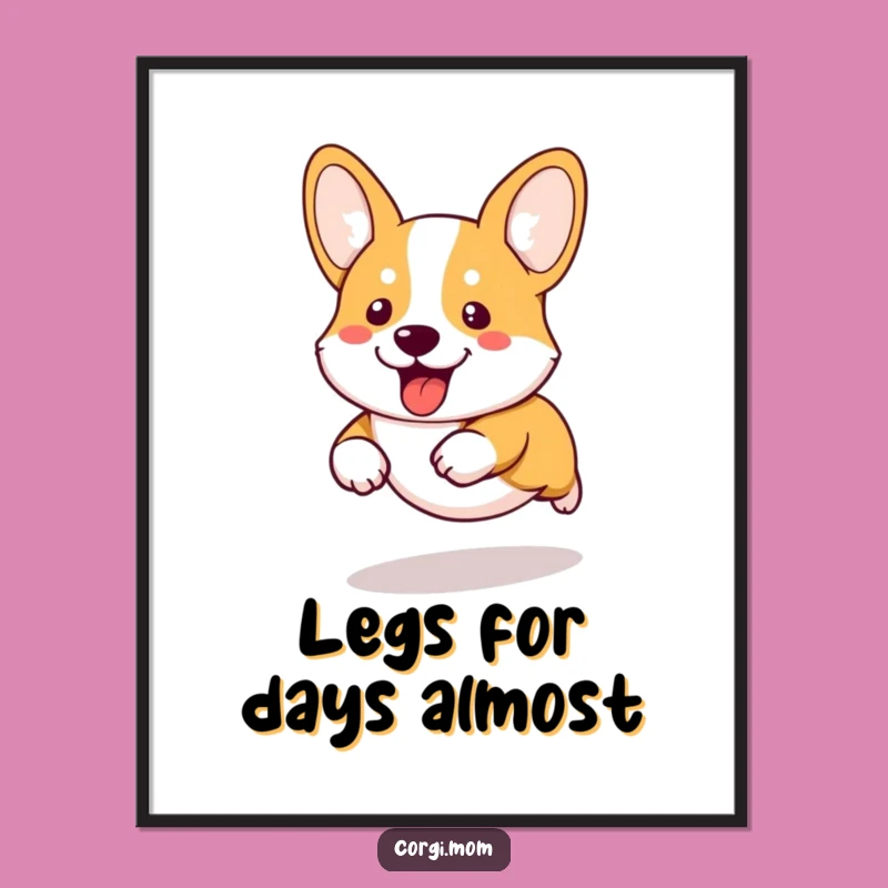 Free Printable Kawaii Corgi Wall Art: Energetic Running Legs, Funny Downloadable Home Decor