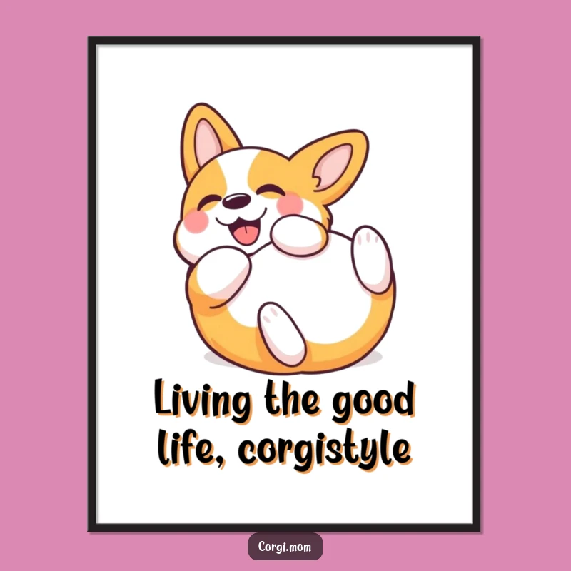 Free Printable Kawaii Corgi Wall Art - Hilarious Rolling Dog Art, Fun Downloadable Decor