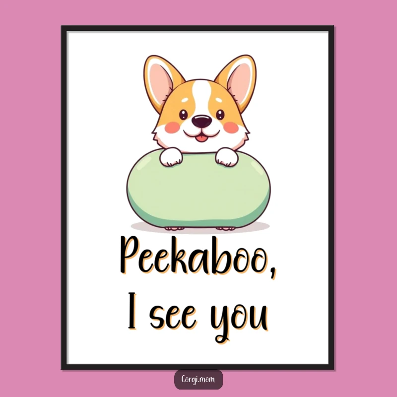 Free Printable Wall Art: Cheeky Kawaii Corgi Squeaky Toy Funny Downloadable Art Gift