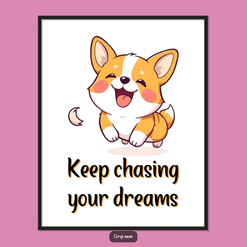 Free Printable Wall Art: Corgi Tail Chase Fun - Funny Downloadable Art