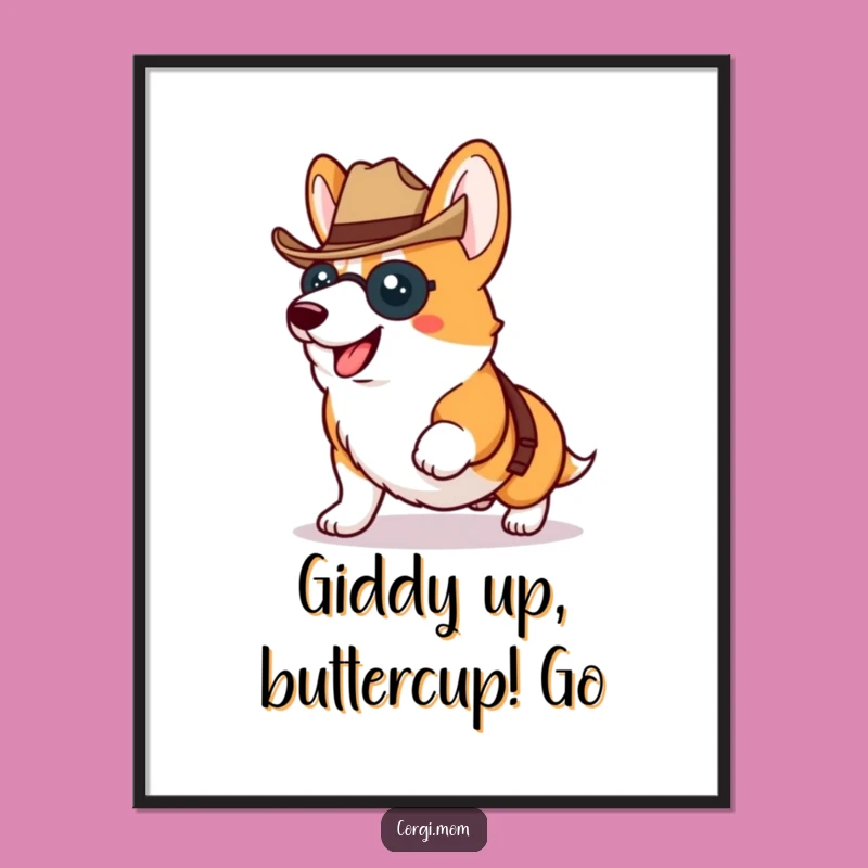 Free Printable Wall Art: Cowboy Corgi Trotting Decor Downloadable Art