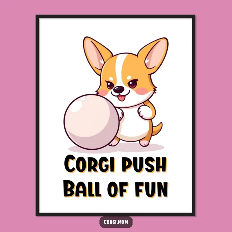 Free Printable Wall Art: Determined Corgi & Ball - Quirky Downloadable Decor!