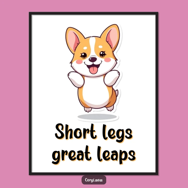 Free Printable Wall Art: Energetic Kawaii Corgi Hop Funny Downloadable Art Gift