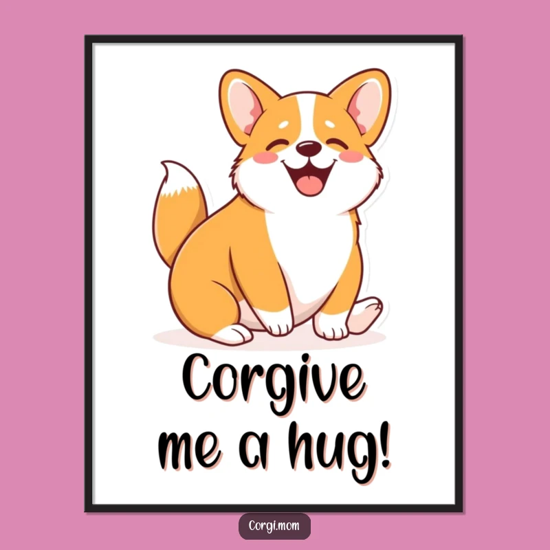 Free Printable Wall Art: Wiggling Corgi Joy Art, Humorous Downloadable Decor