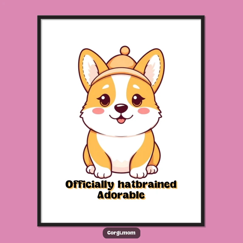 Funny Free Printable Wall Art: Corgi Hat, Goofy Expression, Cute Dog Downloadable Decor!