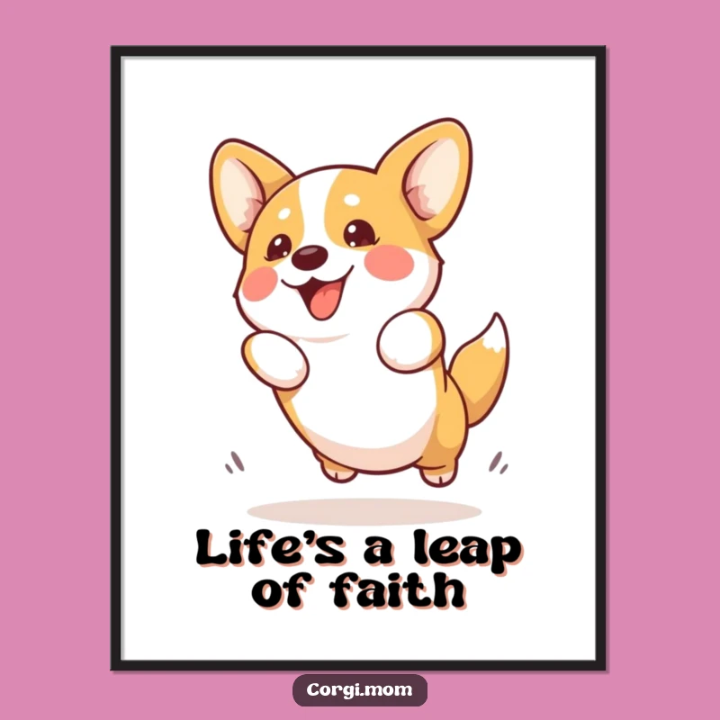 Free Printable Kawaii Corgi Wall Art: Funny Jump Downloadable Decor for Dog Lovers