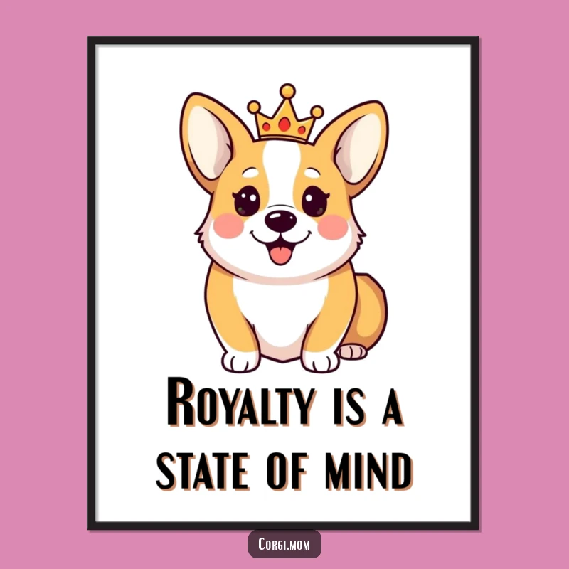 Free Printable Royal Corgi Wall Art: Funny Crown King Downloadable Decor