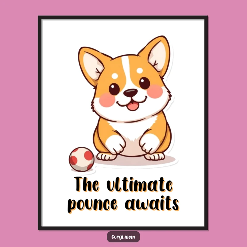 Funny Free Printable Wall Art: Pouncing Corgi, Humorous Downloadable Decor