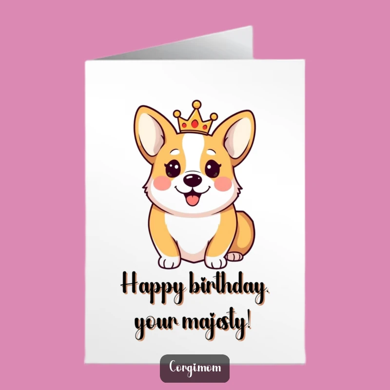 Free Printable Royal Corgi Birthday Card: Funny Crown King Downloadable Greeting