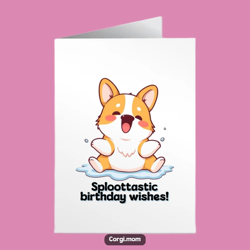 Funny Free Printable Corgi Birthday Card: Enthusiastic Splooting Dog for a Hilarious Downloadable Gift