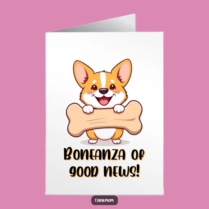 Free Printable Corgi Congratulations Card: Happy Pup Peeking from Bone, Celebrate Big!