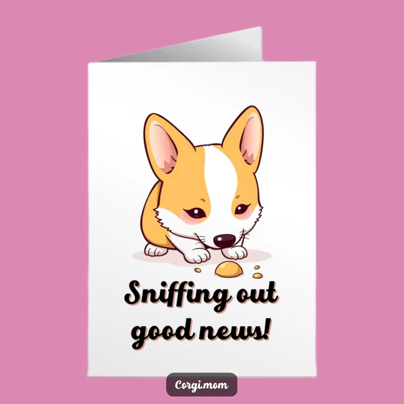 Free Printable Funny Corgi Sniff Congratulations Card: Instant Downloadable Joyful Message