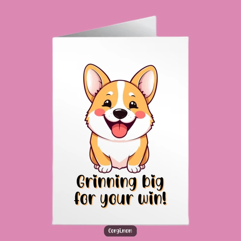 Free Printable Cheerful Corgi Congrats Card: Funny Downloadable Grin of Joy