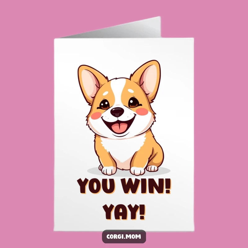 Free Printable Goofy Corgi Congrats Card: Panting Dog, Funny Downloadable Gift