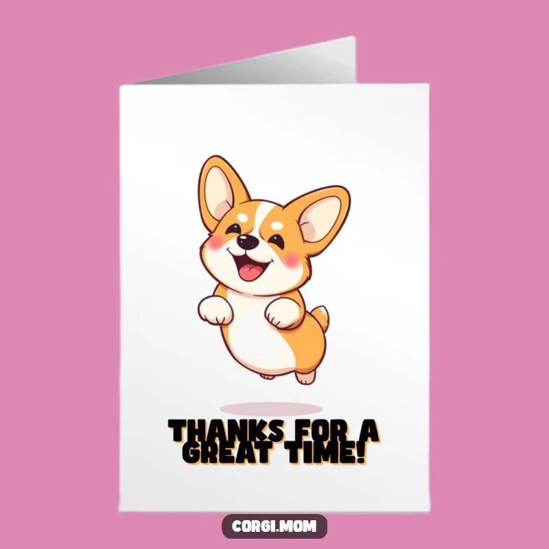Free Printable Thank You Card: Corgi's Thank You Jump - Funny Downloadable Gift
