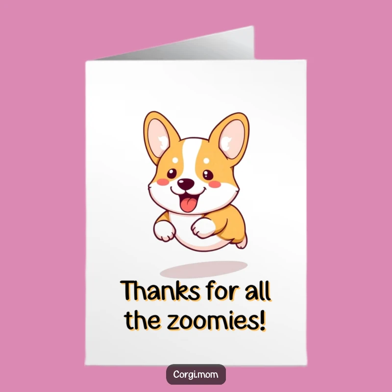 Free Printable Thank You Corgi Card: Short Legs Running Design for Heartfelt DIY Appreciation