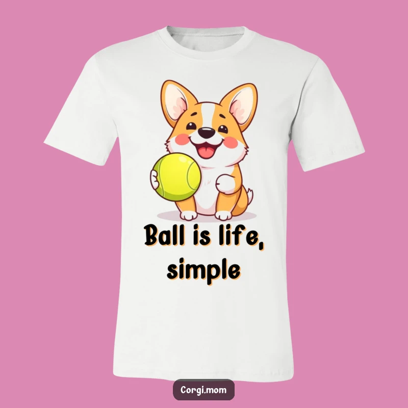 Funny Kawaii Corgi Grin T-Shirt - Tennis Ball Pup Tee