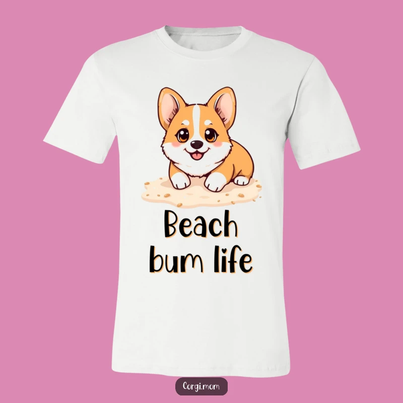 Funny Kawaii Corgi Sand Digging T-Shirt - Happy Beach Fun Gift