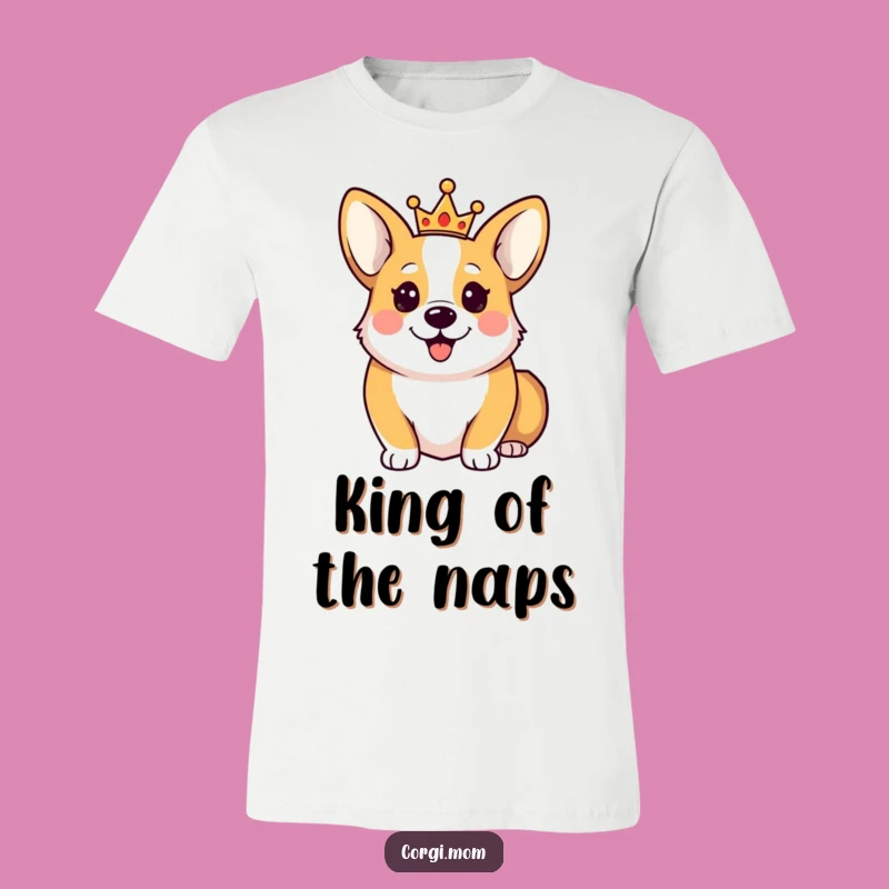 Funny Happy Corgi Crown T-Shirt: Royal Pup Casual Wear Gift