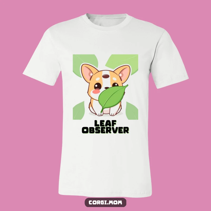 Funny Kawaii Corgi Leaf Curiosity T-Shirt: Wear Your Whimsical Side