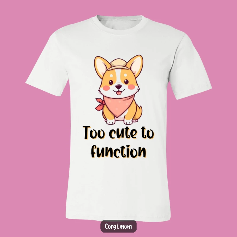 Funny Kawaii Corgi T-Shirt: Adorable Corgi in Bandana and Hat Tee