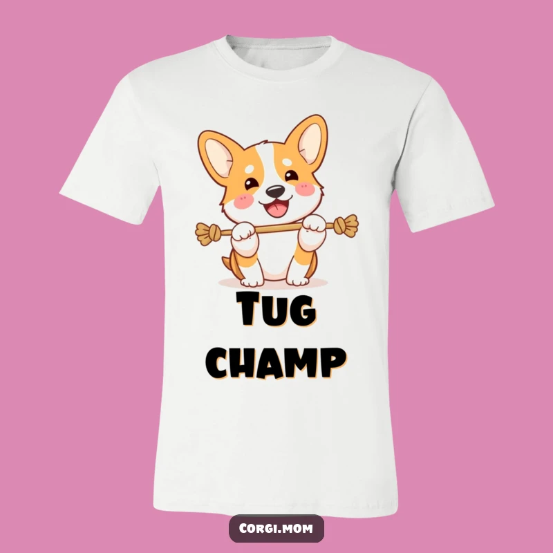 Funny Kawaii Corgi Tug-of-War T-Shirt: Show Your Playful Side