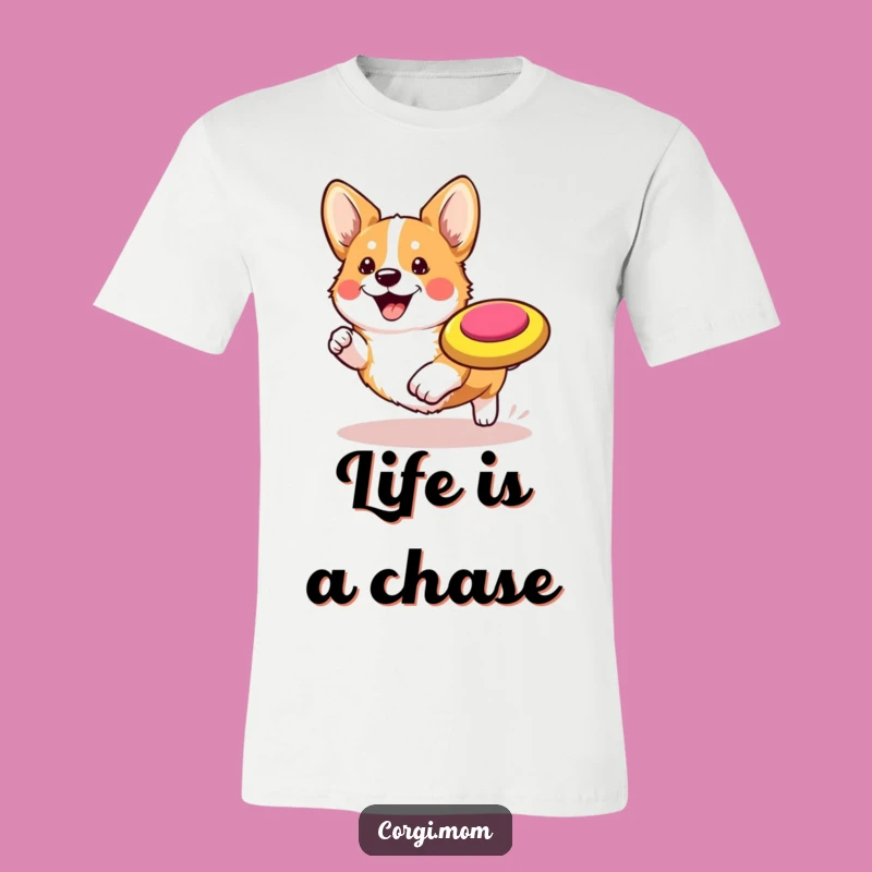 Funny Kawaii Corgi T-Shirt: Joyful Frisbee Chaser Tee