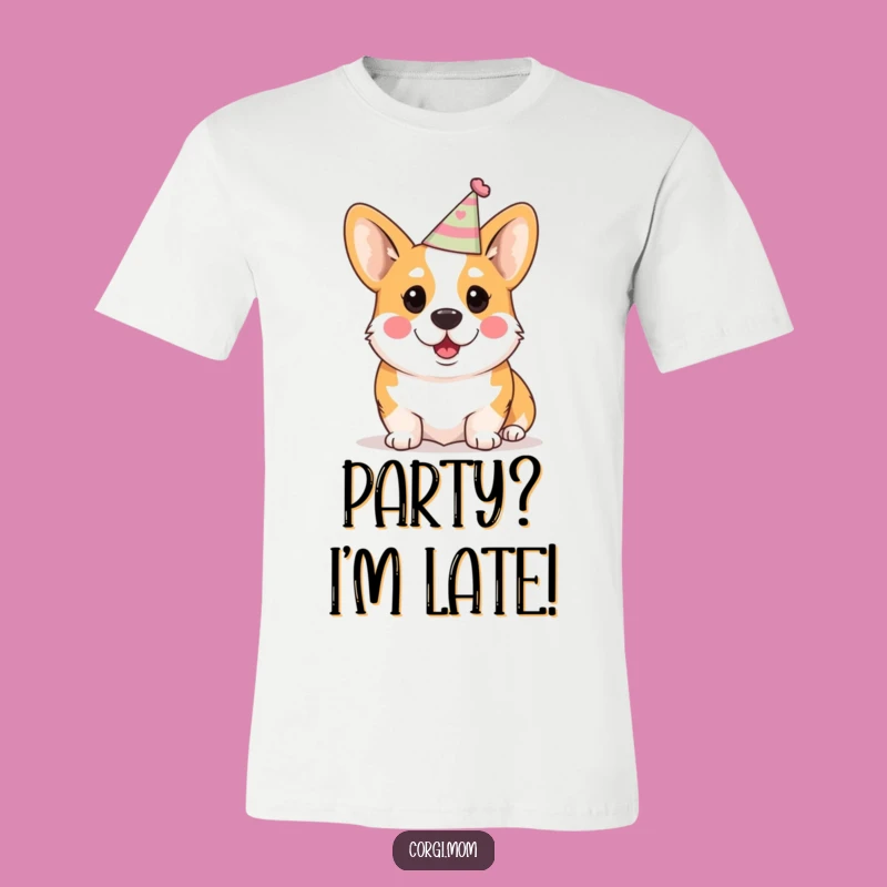 Funny Kawaii Corgi T-Shirt: Surprised Party Animal Tee