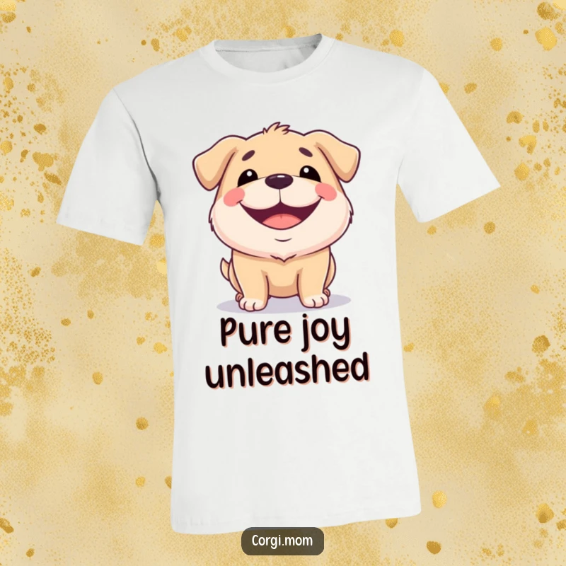 Funny t-shirt featuring a squat dog with a huge, happy grin, embodying pure canine delight and infectious cheer.