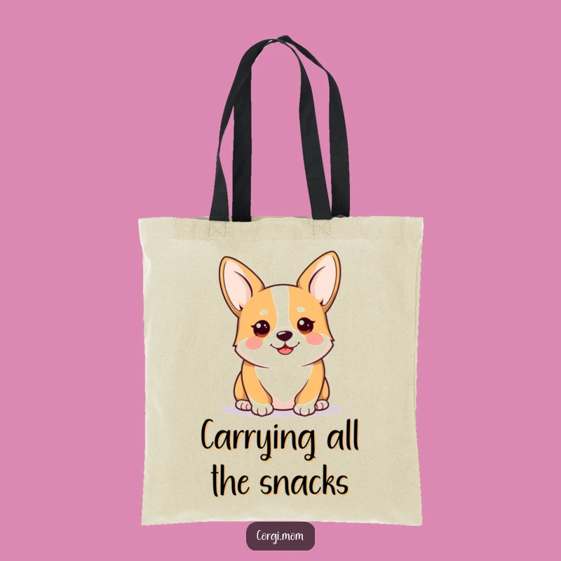 Funny Kawaii Corgi Tote Bag: Alert & Happy Dog Walker Gift