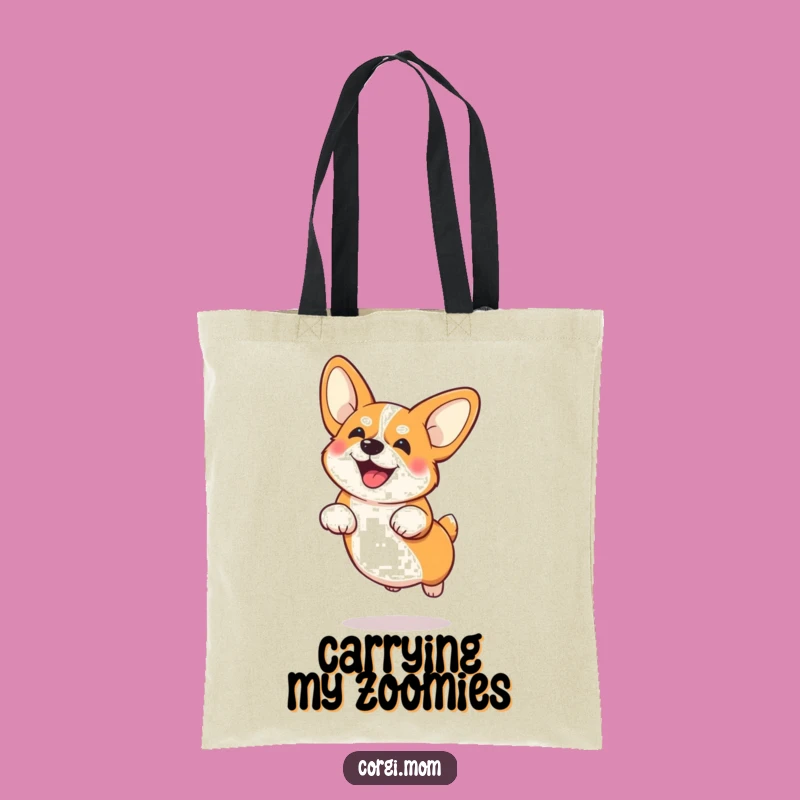 Funny Corgi Big Ears Jump Tote Bag - Adorable Dog Accessory