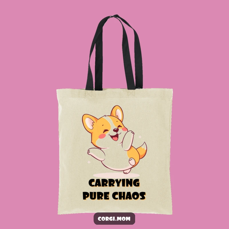 Funny Kawaii Corgi Tumble Tote Bag - Joyful Pup Gift