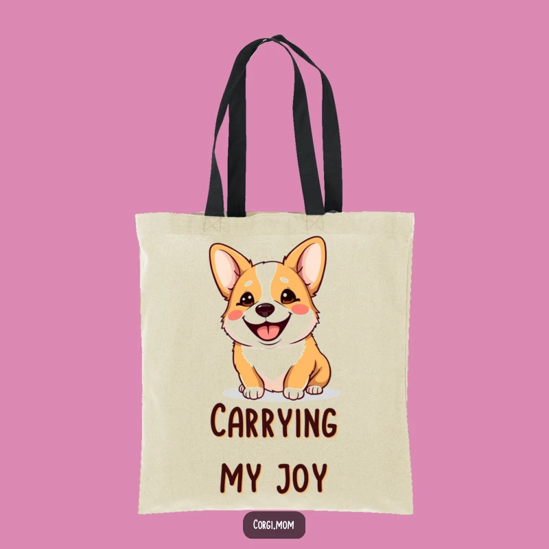 Funny Goofy Corgi Tote Bag: Happy Panting Dog Owner Gift